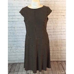 Jones Studio Dress Brown white Polka Dots A-line Sleeveless Size 12